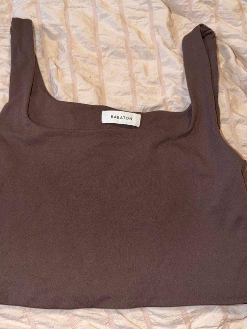 Babaton Chocolate Brown Square-Neck Crop Tank